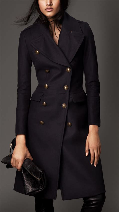 wool blend fitted military coat burberry|authentic burberry trench coat.